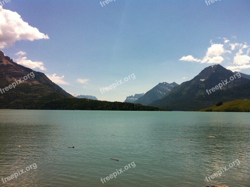 Mountains Lake Canada Waterton Rockies