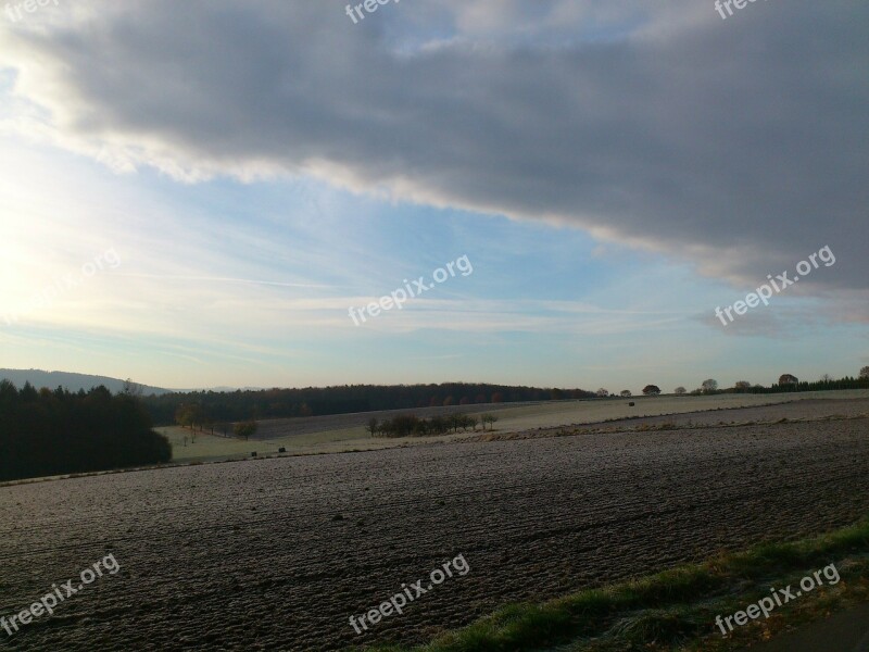 Westerwald Field Hoarfrost Ripe Winter Morning