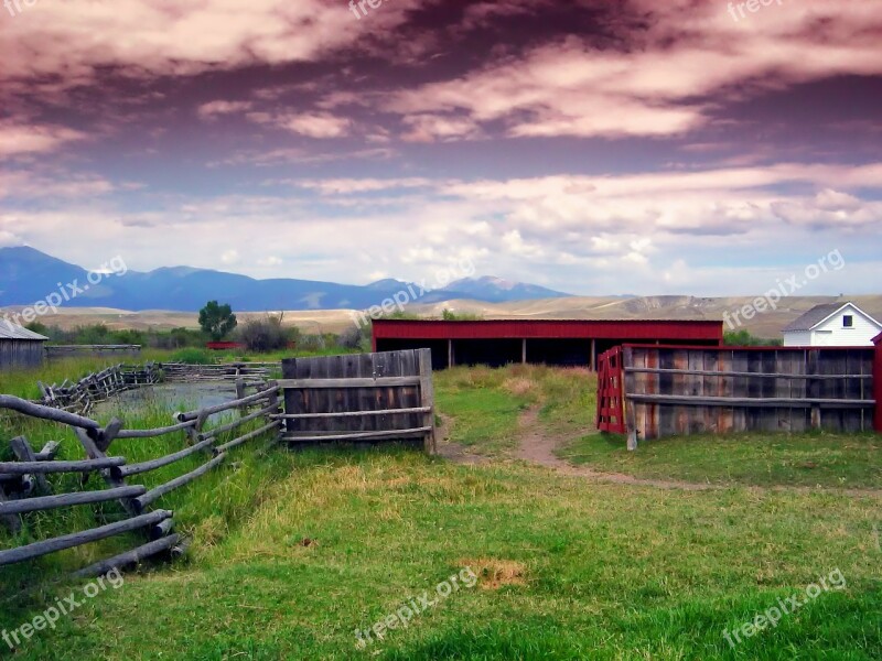 Montana Landscape Mountains Feedlot House