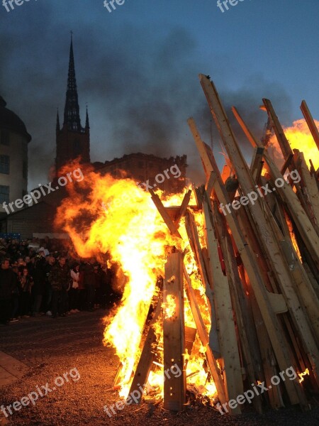 Valborg Bonfire Riddarholmen Stockholm Fire