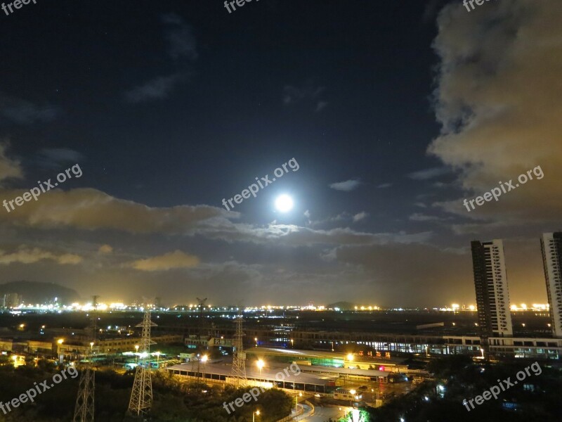 Moon Cloud The Night Sky City Free Photos