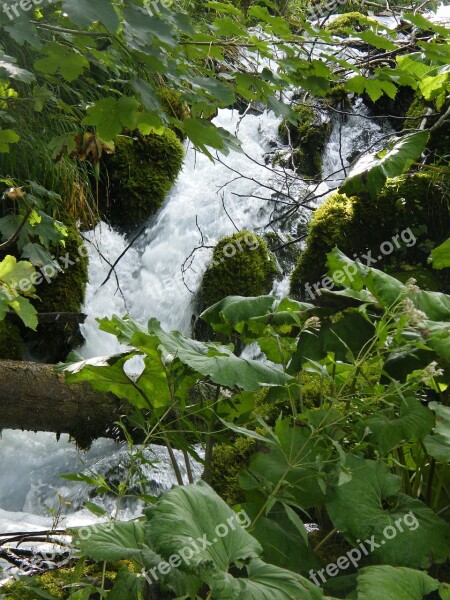 Waterfall Croatia Plittvice Lakes Azure