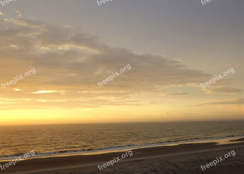 Beach Sunrise Sunset Clouds Sky