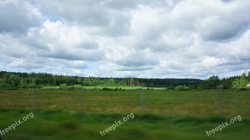 Finnish On The Road Green Fields Forest