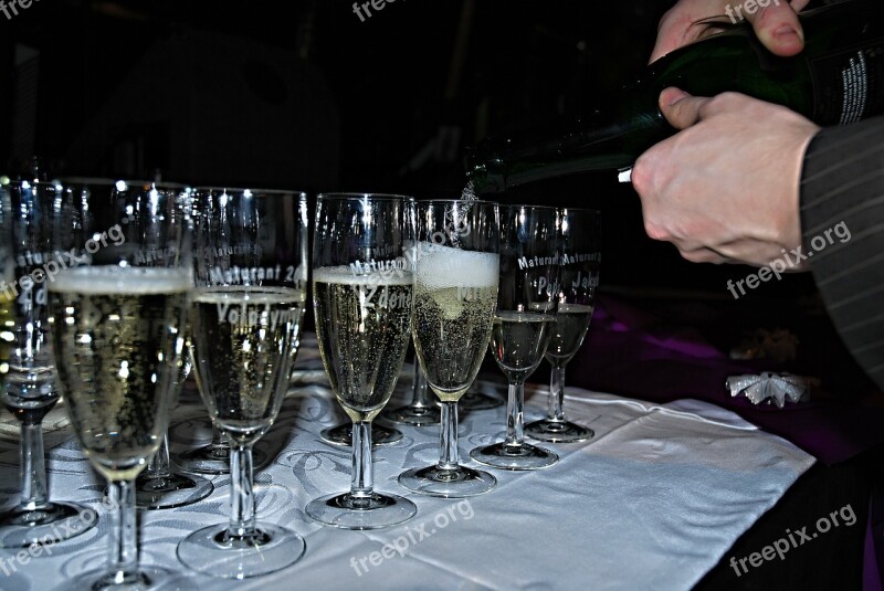 Graduation Champagne Pouring Glasses Celebration