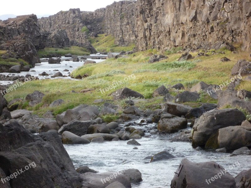 Iceland Nature Landscape Waterfall Free Photos