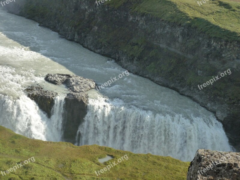 Gullfoss Waterfall River Hvítá ölfusá