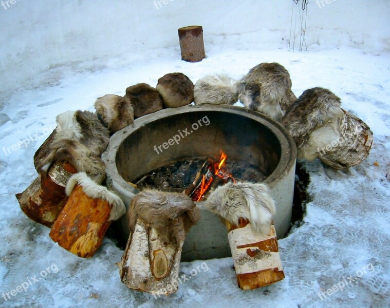 Fire Fireplace Embers Stool Fur