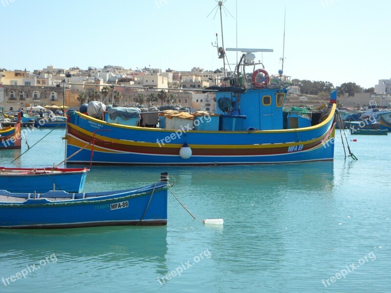 Marsaxlokk Port Malta Boats Fishing Boats