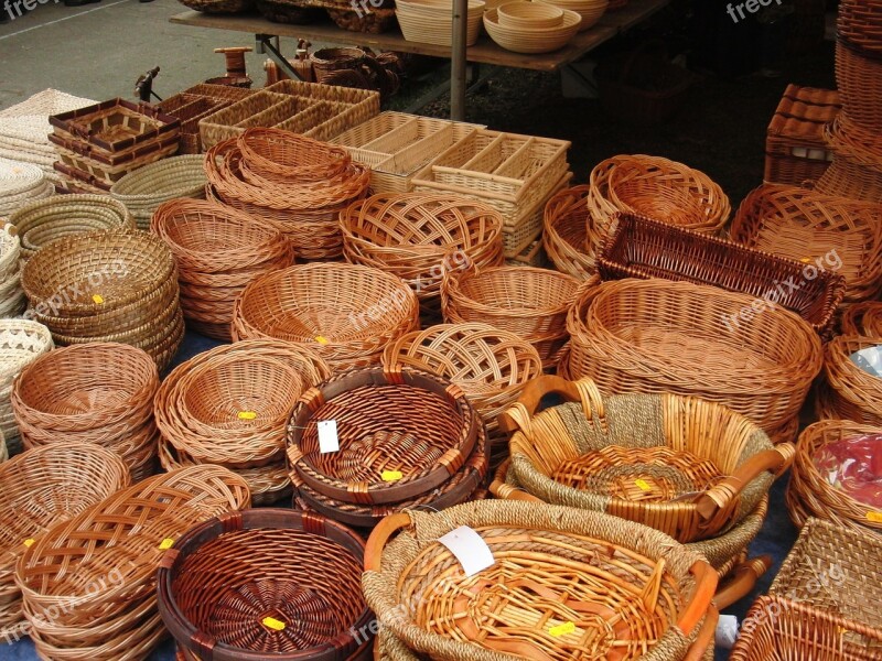 Baskets Basket Brown Market Market Stall