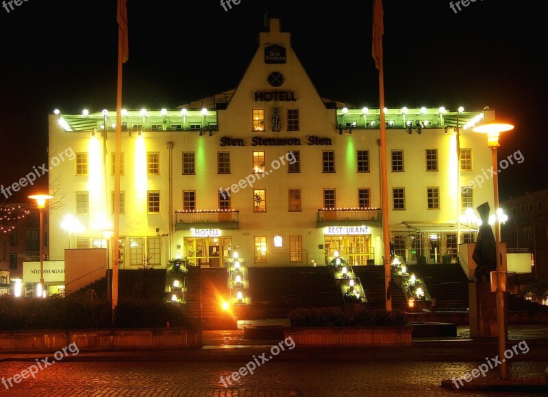 Eslov Sweden Hotel Night Architecture