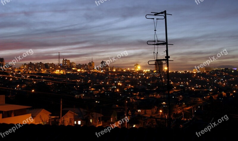 Night City Road Lights Sky