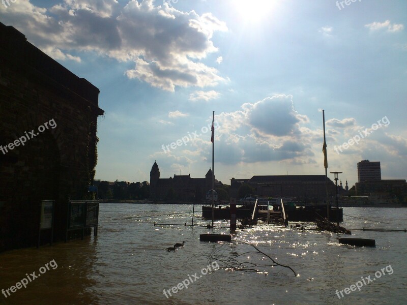 Rhine Koblenz High Water Ehrenbreitstein River