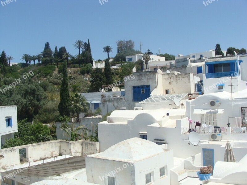 Arabic Houses Blue White Tunis