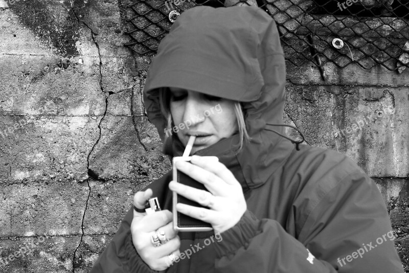 Smoking Portrait Girl Cold Wrap