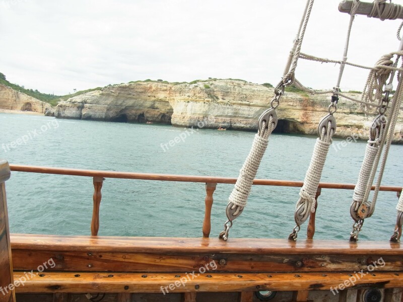 Portugal Algarve Rocky Coast Sailing Vessel Sabta Bernarda