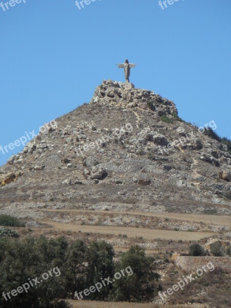 Mountain Statue Summit Jesus Gozo