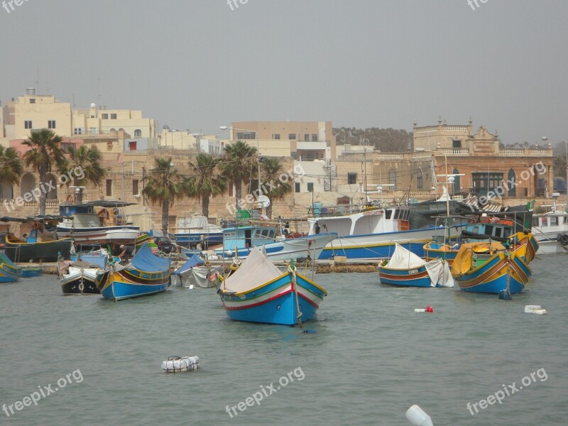 Port Malta Marsaxlokk Boats Fishing Boats