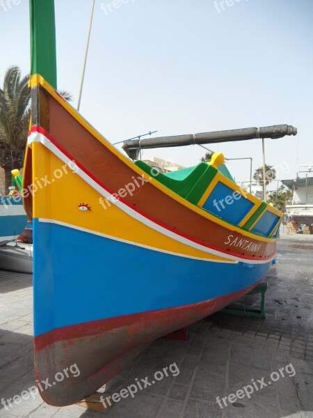 Luzzu Fishing Boat Colorful Boat Malta Marsaxlokk