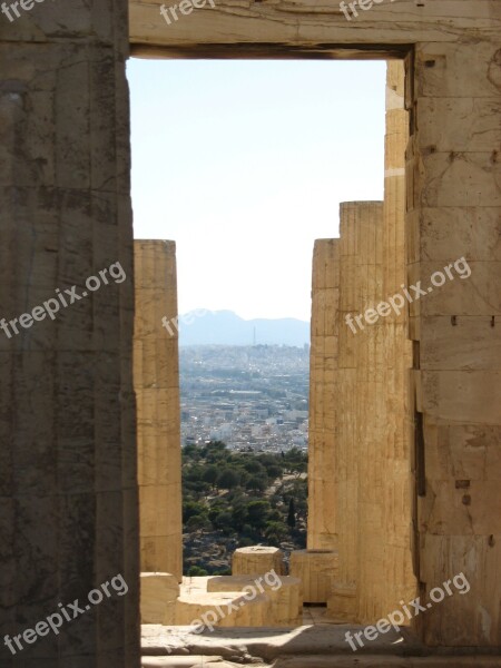 Athens Acropolis Temple Greece Pillars