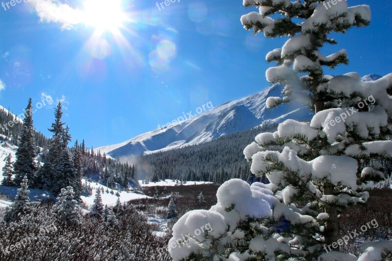 Winter Mountains Snow View Morning Sun