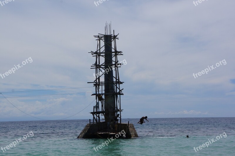 Tower Ocean Sea Jumping Beach