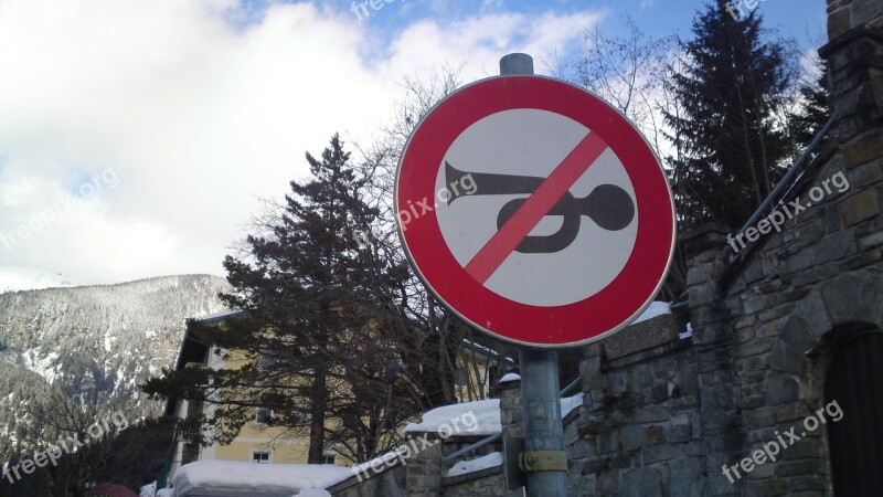 Bad Gastein Horn Shield Do Not Honk Traffic Sign