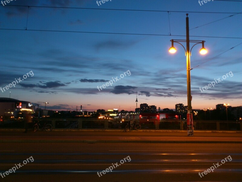 Berlin Night Bridge Warschauer Straße Tv Tower