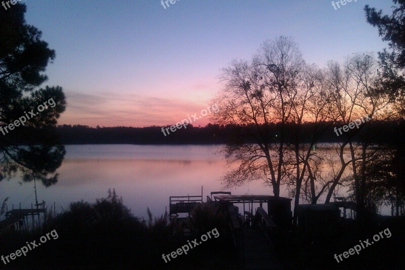 Sunrise Lake Winter Sunrise Trees Morning Sky