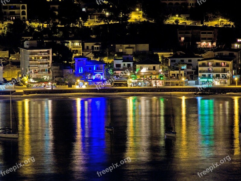 Mallorca Night Port De Sóller Sea Free Photos