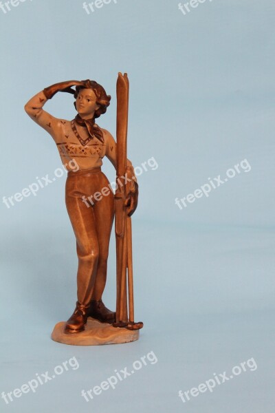 Wood Blue Omino Statue Indian