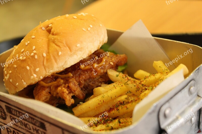 Chicken Burger Burger Burgers Lunch Fries