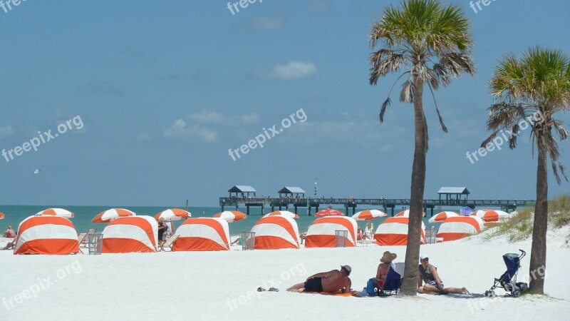 Beach Sandy Beach Holiday Sea Cabanas