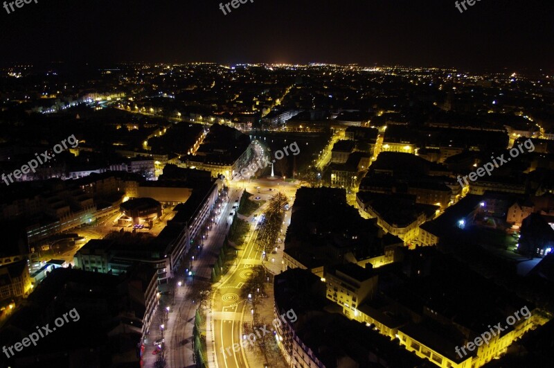 Nantes View From The Top Night Streets Free Photos