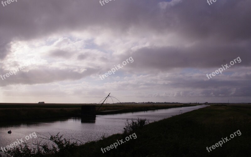 Vendée Fishing River Sky Clouds