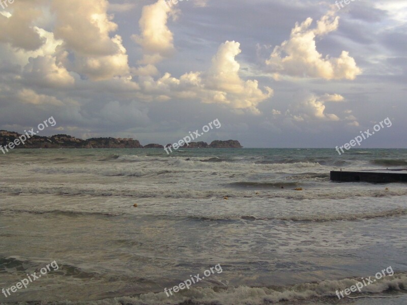 Beach Clouds Thunderstorm Rain Sky