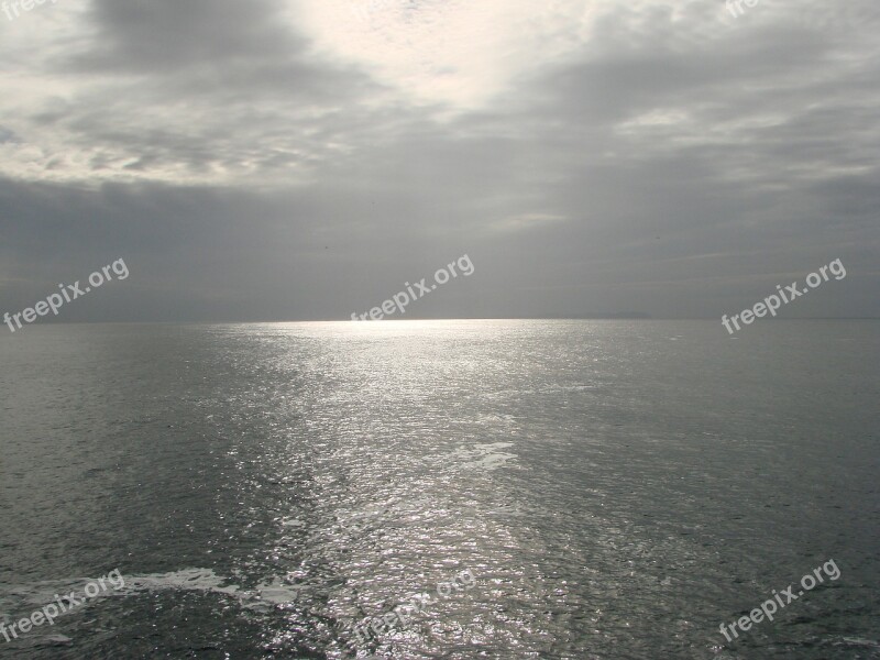 Sun Clouds Setting Backlighting Ocean