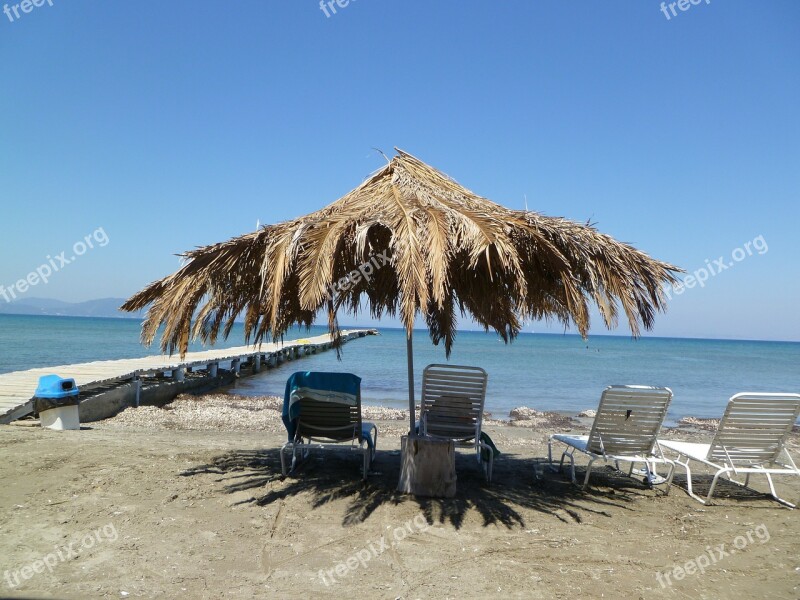 Parasol Beach Chair Beach Sea Corfu