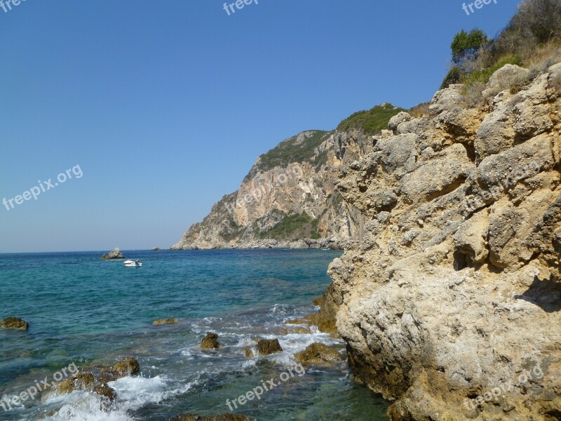 Beach Sea Rock Water Corfu