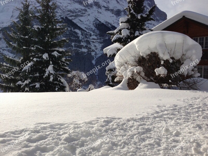 Hut Mountain Hut Snowy Wintry Mountains