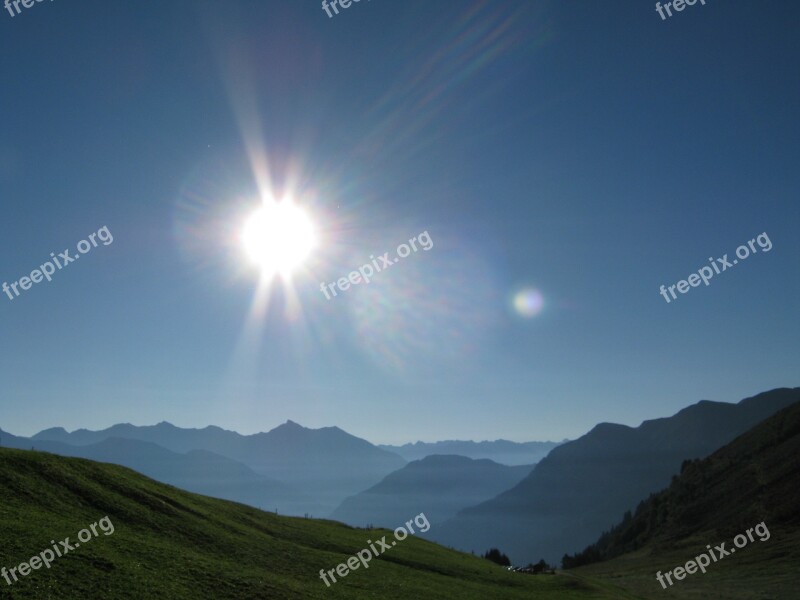 Alpine Mountains Backlighting Switzerland Graubünden