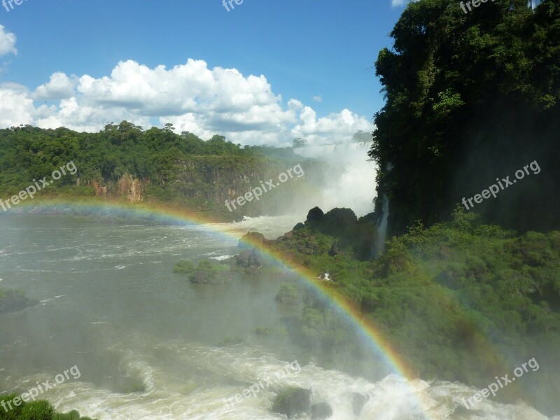 Argentina Iguazu Rainbow Waterfall Free Photos