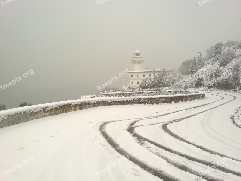 Igeldo Lighthouse San Sebastian Snowy Landscape Free Photos