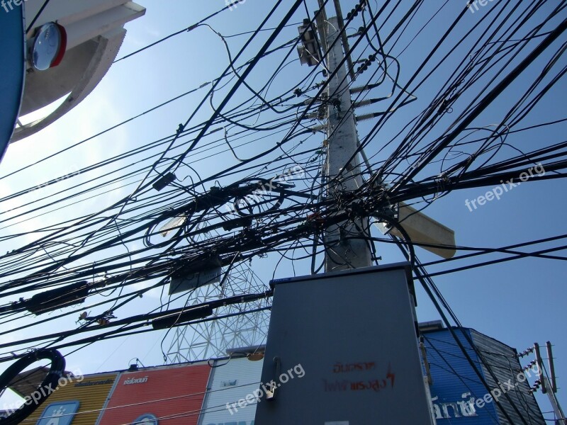 Current Power Line Strommast Energy Power Poles