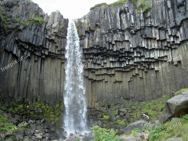 Svartifoss Waterfall Basalt Iceland Formation