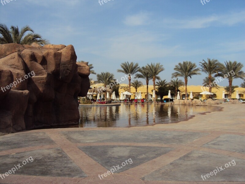 Egypt Taba Desert Swimming Pool Palm Trees