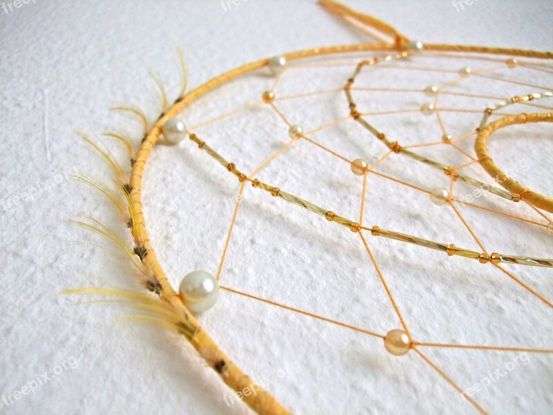 Dream Catcher Sun Feather Yellow Gold