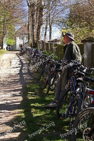 Bikes Fence Outdoor Activity Maria Brunn Germany