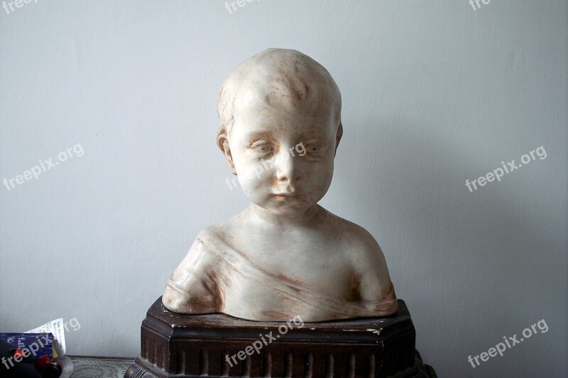 Statuette Child Terracotta Chalk Sculpture