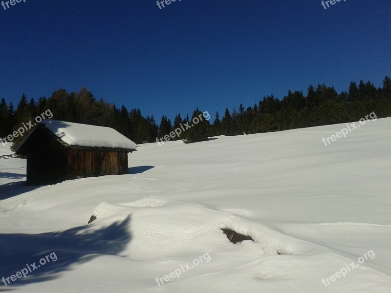 Alm Snow Winter Blue Sky